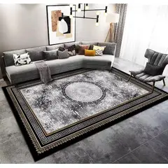 GENERICO - ALFOMBRA GRANDE ELEGANTE GRIS DISEÑO GRIEGO 200X240 CASA MIO
