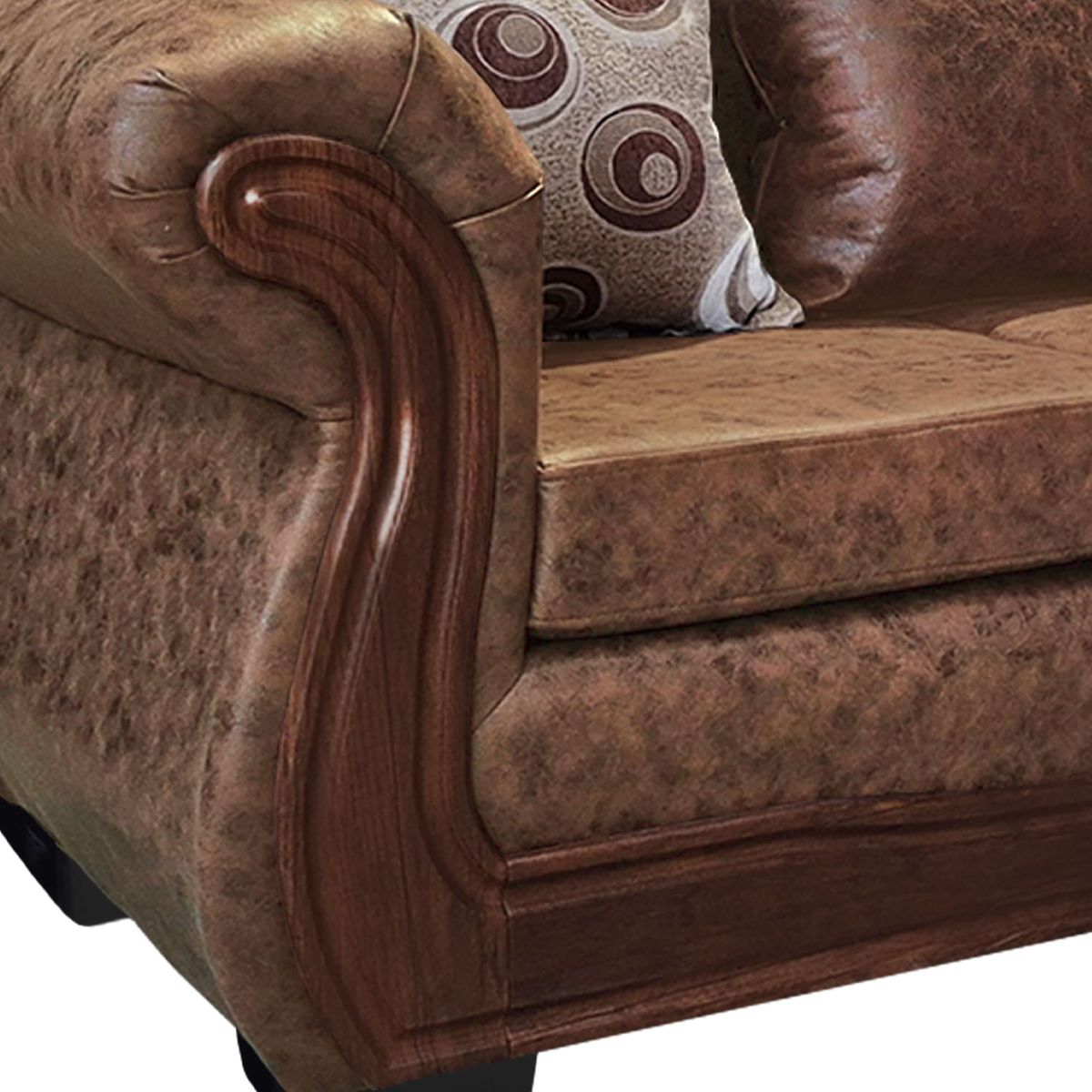 AMERICA DECORA - Living Con Resorte Estructural Búfalo 8 Cuerpos 4+3+1 PU Envejecido Terracota X