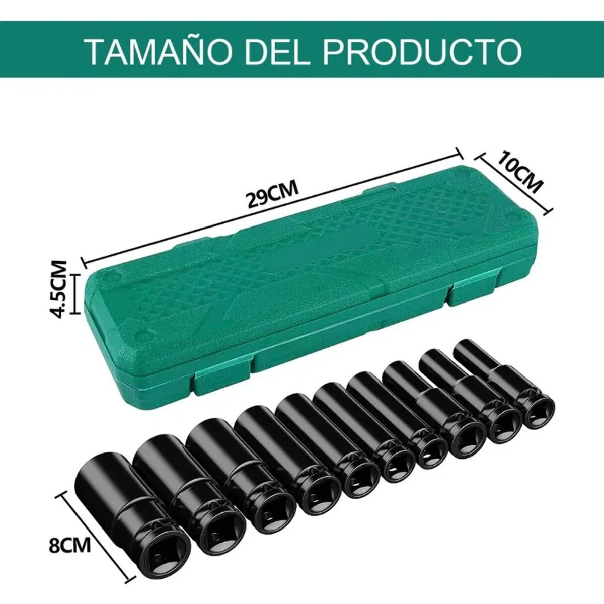 PROWAY - Juego Set Dados De Impacto 1/2, 10 Piezas De 10 A 24 Mm