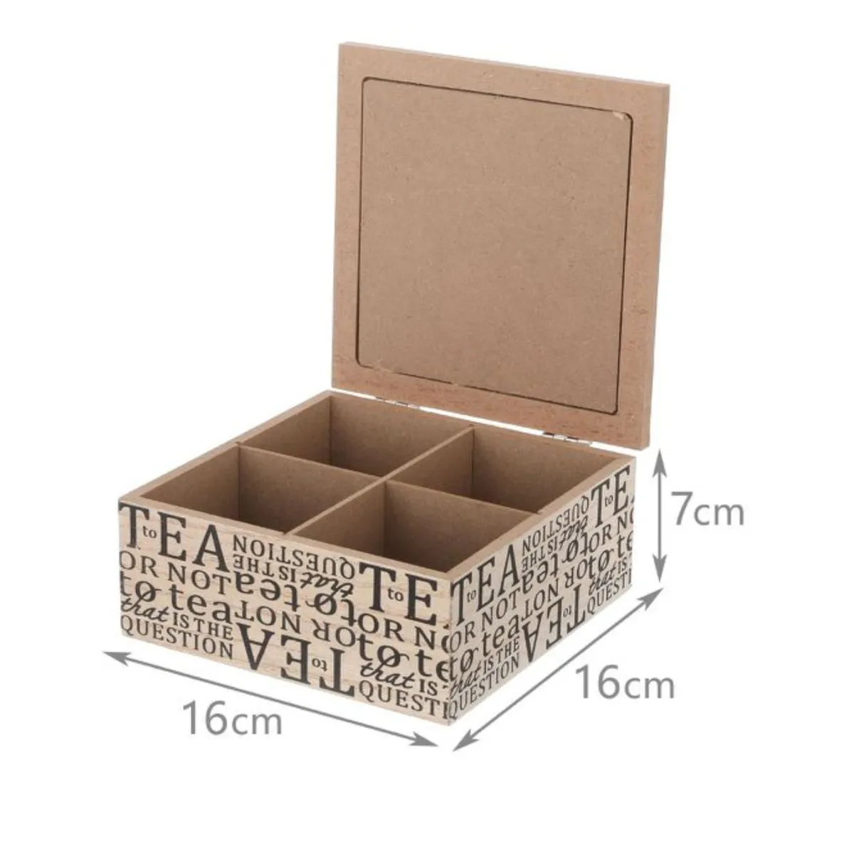 GENERICO - Caja De Té Mediana De Madera 4 Espacios Dulce Hogar