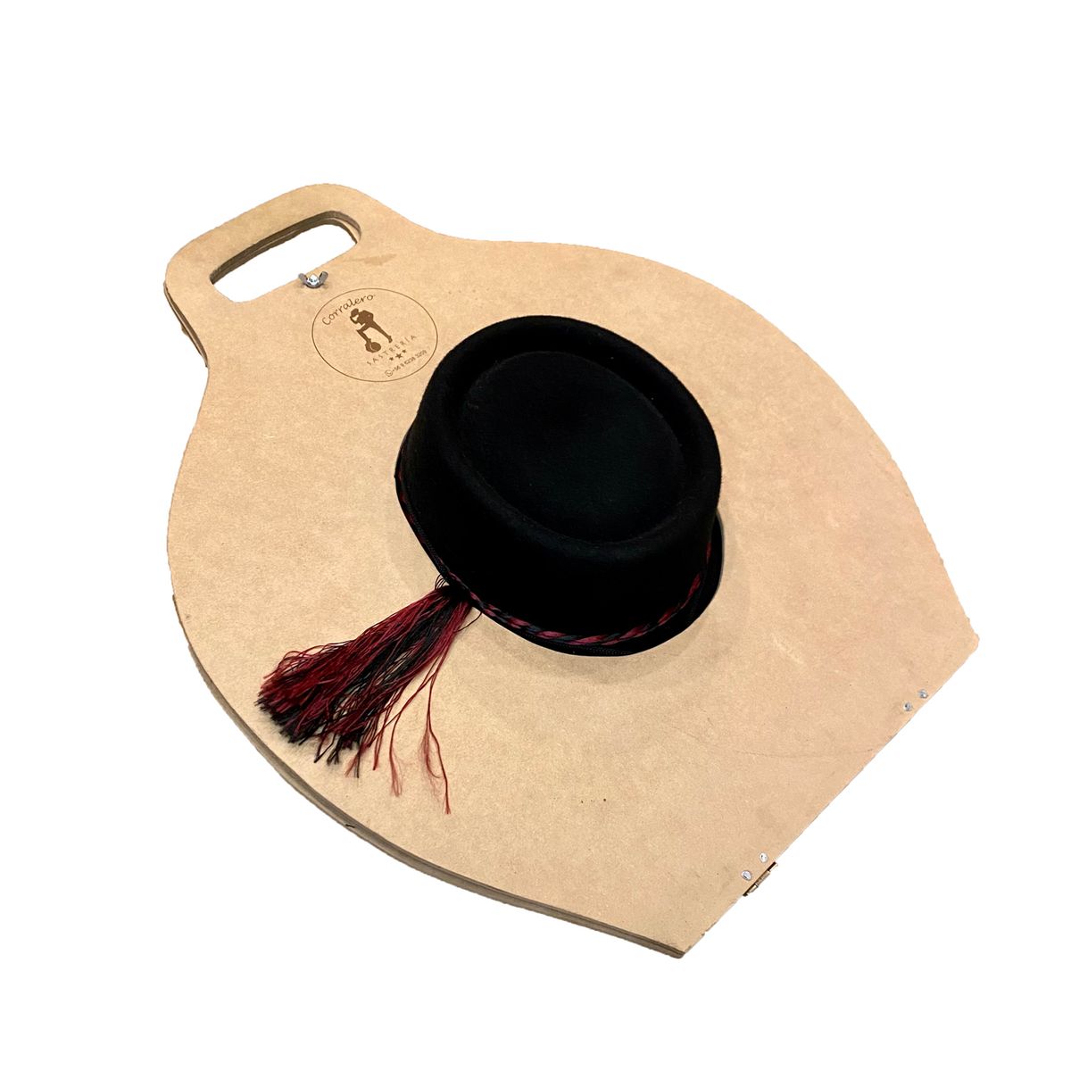 CORRALERO SASTRERIA - Sombrero de Paño negro Huaso Tradicional Chileno 2040 + Porta Sombrero