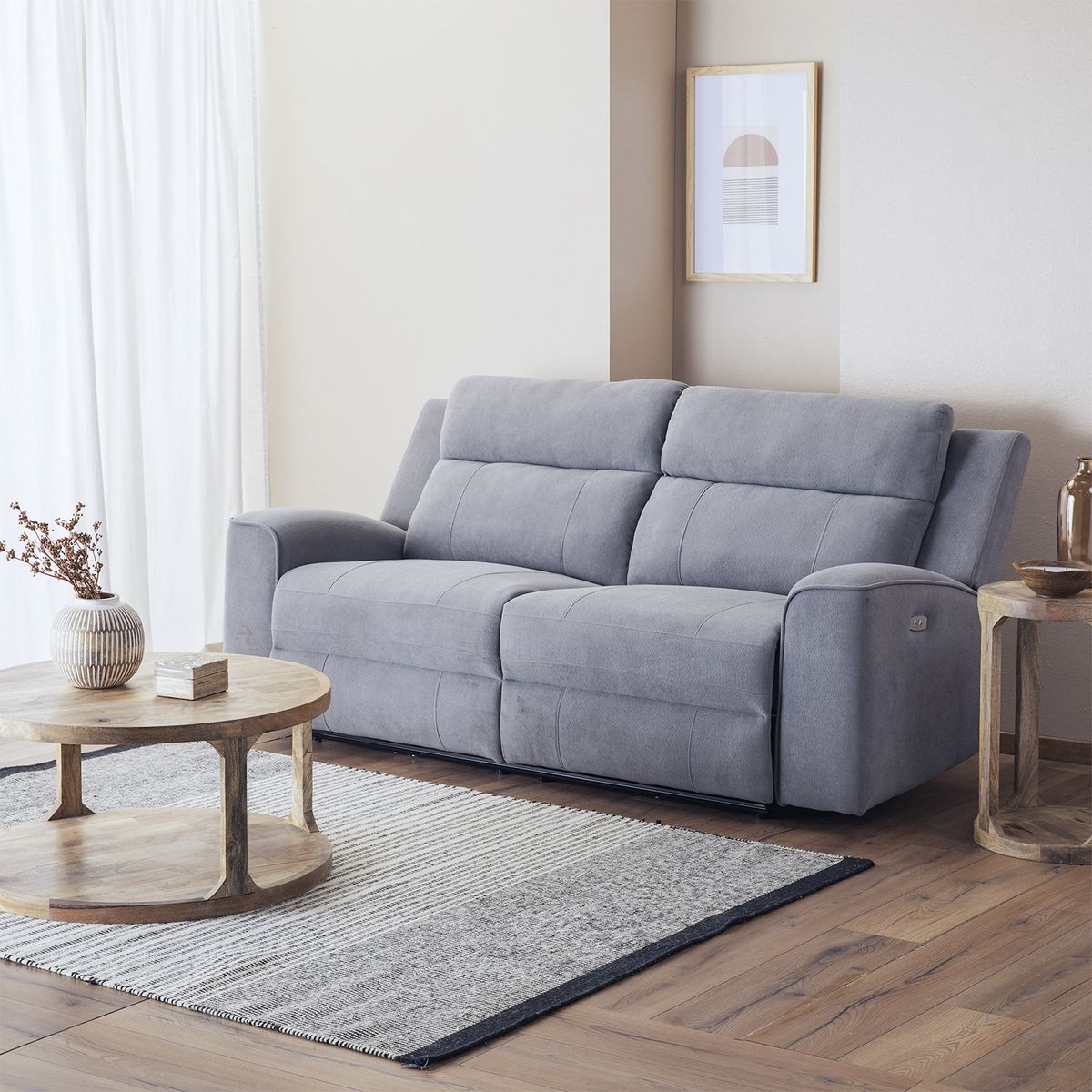 DANIELS - Sofá 2 Cuerpos Reclinable Eléctrico Gris Montana KM807SPWGR