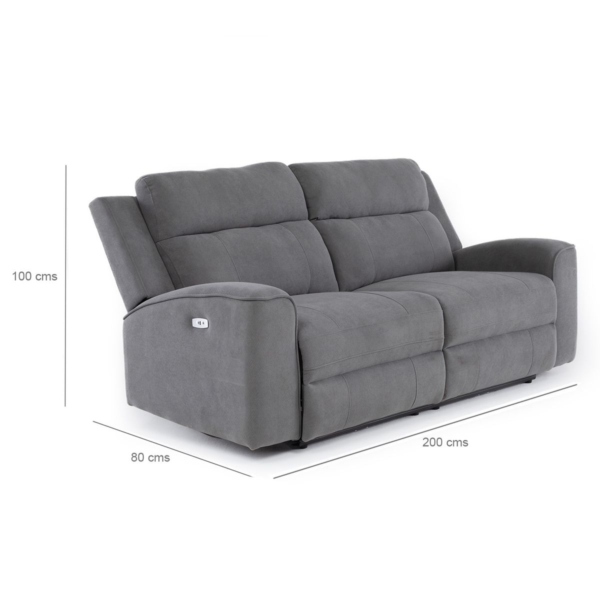 DANIELS - Sofá 2 Cuerpos Reclinable Eléctrico Gris Montana KM807SPWGR