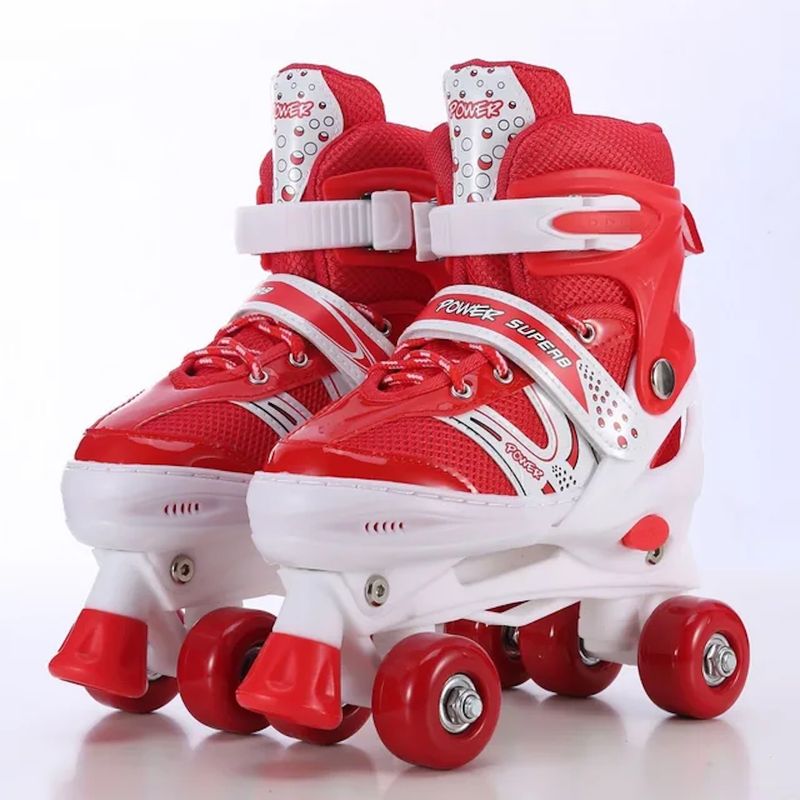 GENERICO - Patines 4 Rueda Ajustable Niños Rojo Talla S