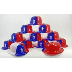HOMESTAR - Set de Sombreros de Plástico Tricolor - Fiestas Patrias 12 Unidades