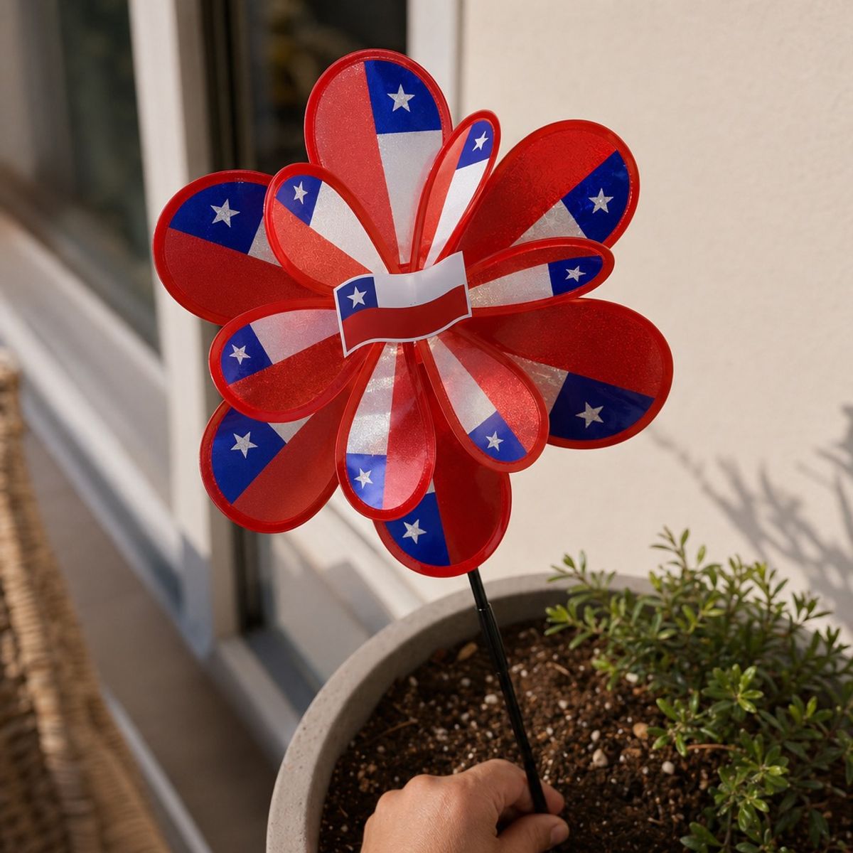 HOMESTAR - Remolino Decorativo de Jardín Diseño Bandera Chilena - Fiestas Patrias