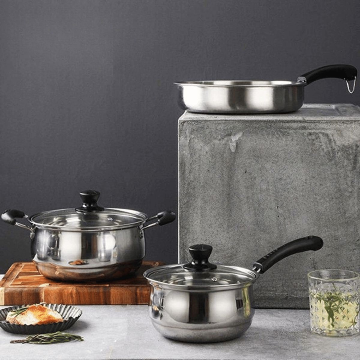 HOMESTAR - Sartén de Acero Inoxidable con Mango Ergonómico - 25 cm