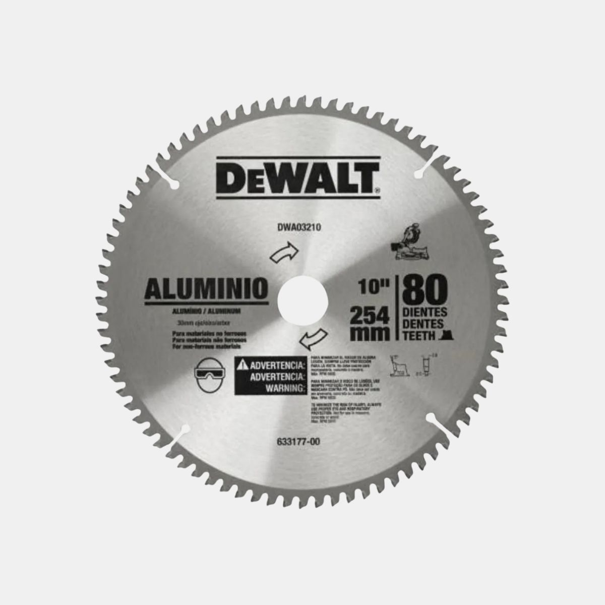 DEWALT - Disco Corte Aluminio DEWALT, 10 pulgadas, 80 Dientes, Ingleteadora