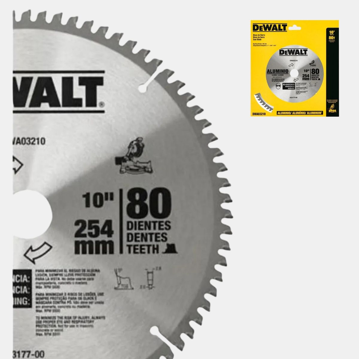 DEWALT - Disco Corte Aluminio DEWALT, 10 pulgadas, 80 Dientes, Ingleteadora