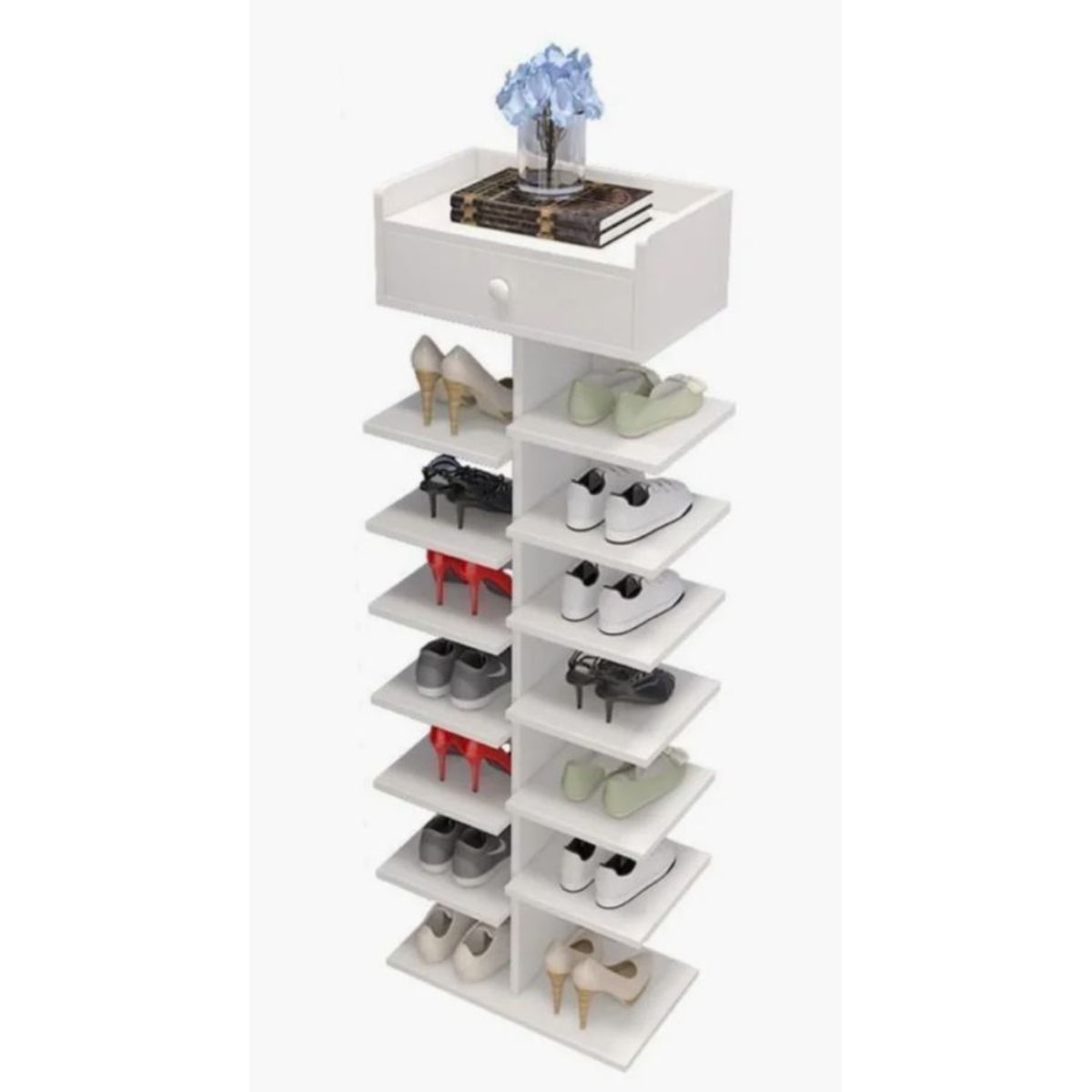 GENERICO - Zapatero Organizador Estante Zapatos 14 Pcs Hall Armario Blanco