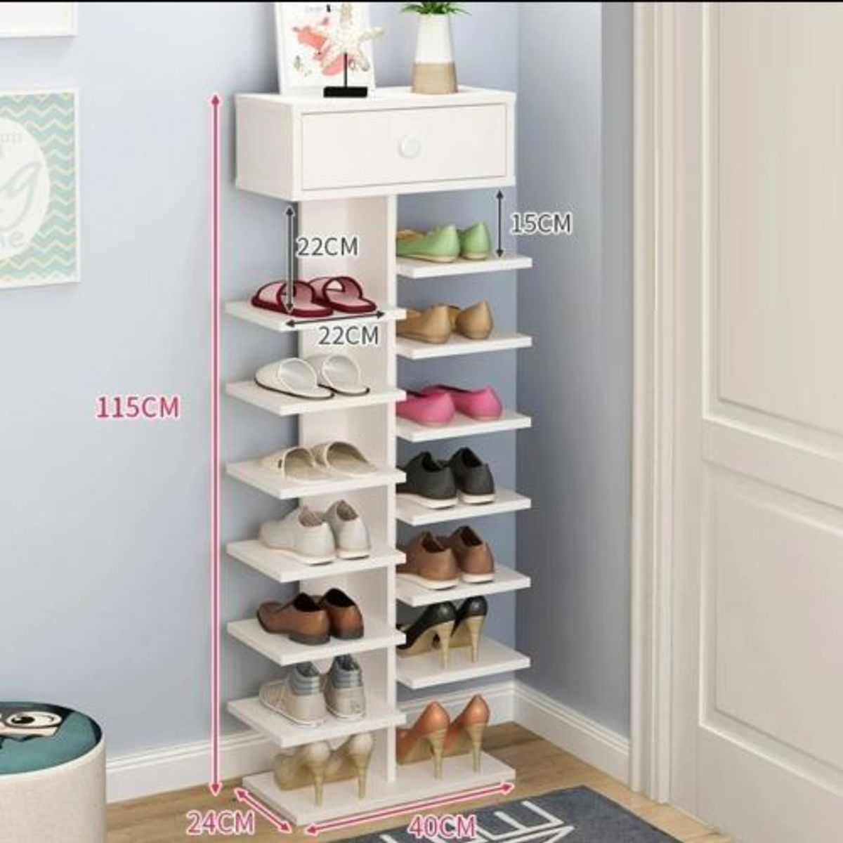 GENERICO - Zapatero Organizador Estante Zapatos 14 Pcs Hall Armario Blanco