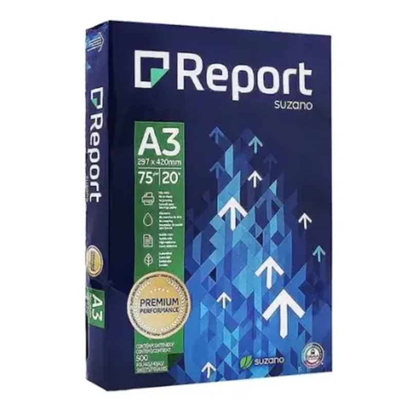 GENERICO - Resma 500 Hojas Bond Report Suzano A3 75grs Blanco