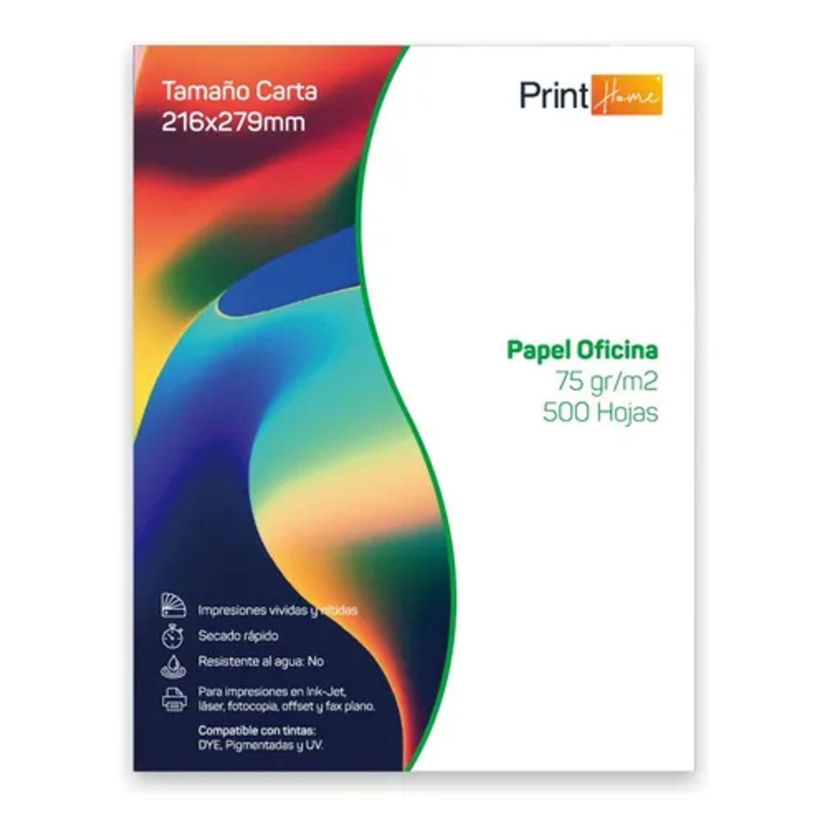 GENERICO - Resma Carta 5 Unidad 75gr 500 Hjs Print Home Color Blanco