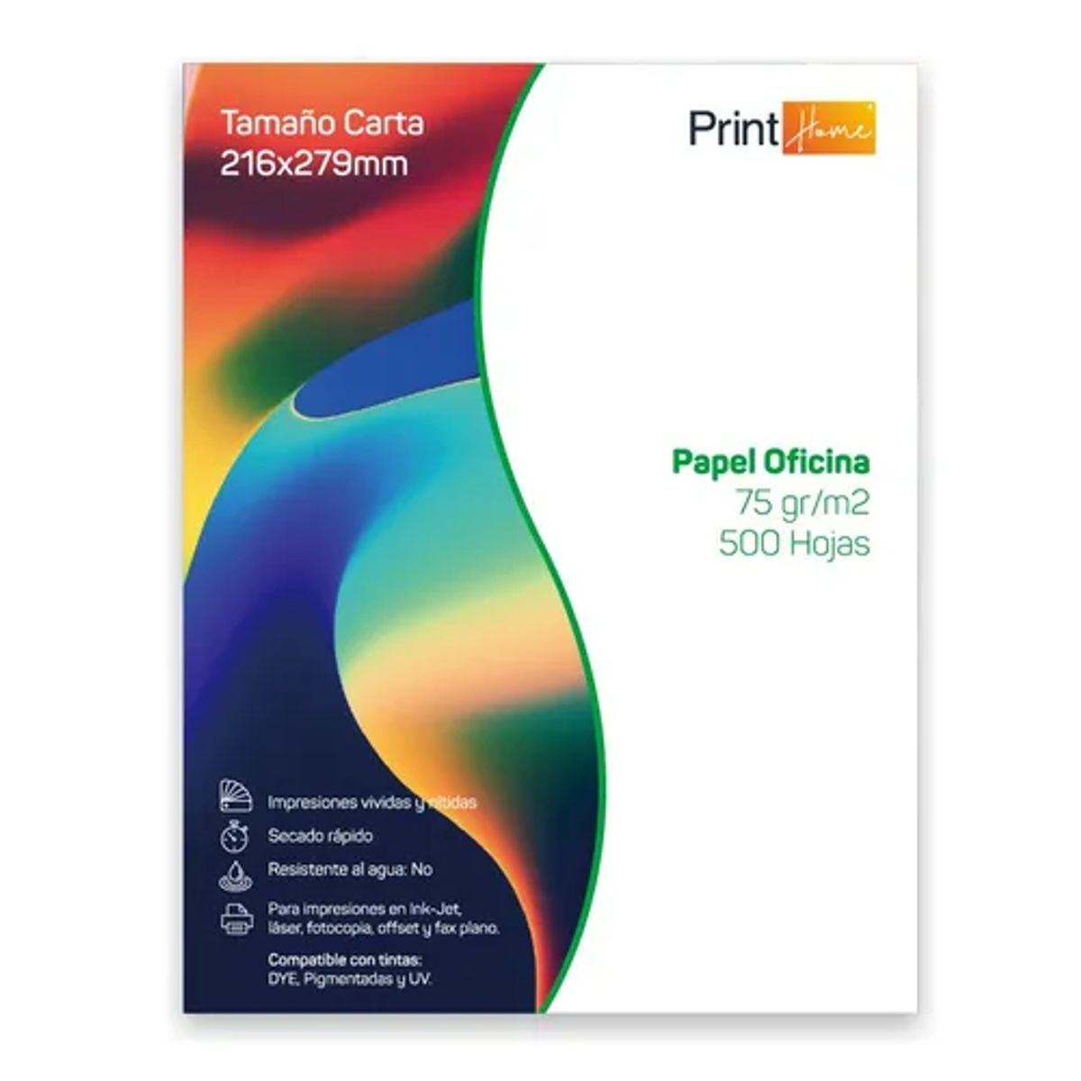 GENERICO - Resma Carta 75gr 500 Hojas Marca Print Home Color Blanco