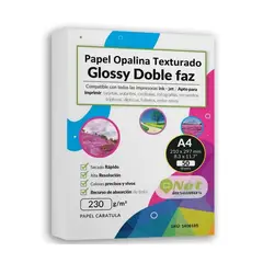 GENERICO - Papel Opalina Texturada Doble Cara 50Hjs 230gr Glossy Blanco