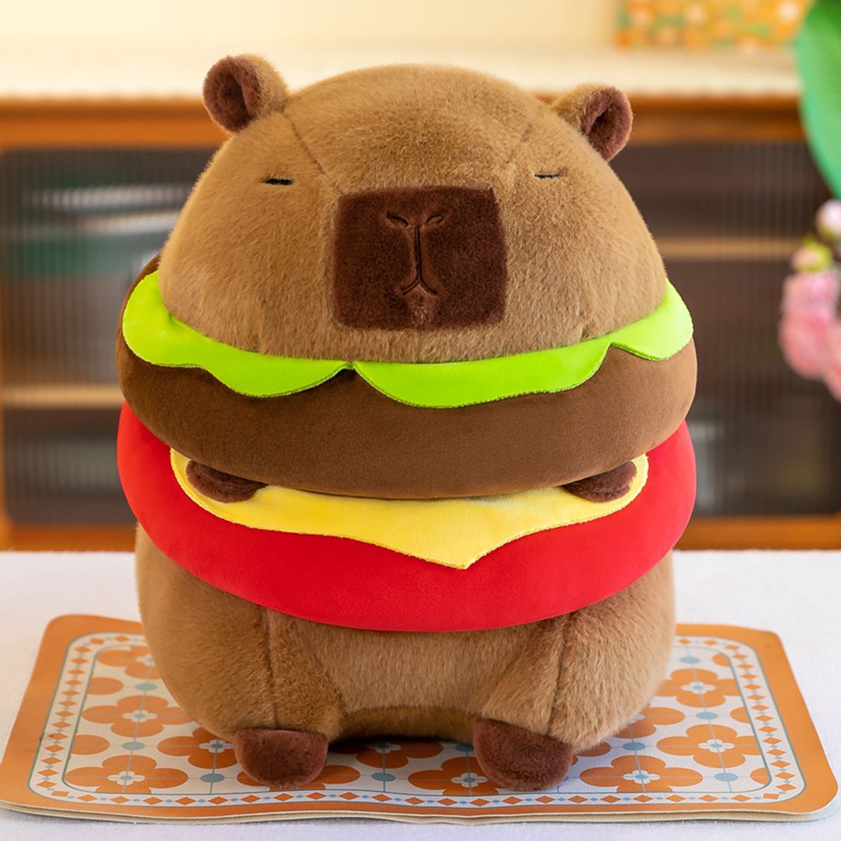 GENERICO - Peluche Capibara Hamburguesa Colorida 40cm Suave