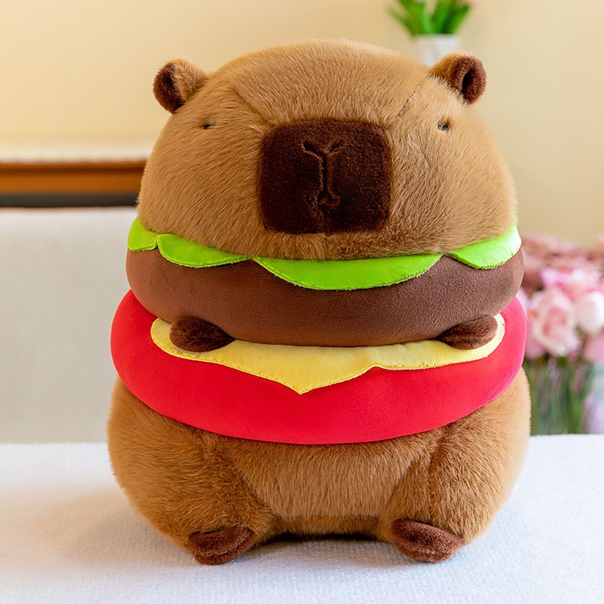 GENERICO - Peluche Capibara Hamburguesa Colorida 40cm Suave