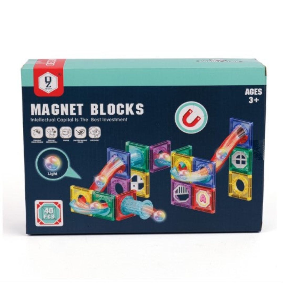 GENERICO - Set De Construcción 40 Piezas Magnéticas Blocks Luminosos