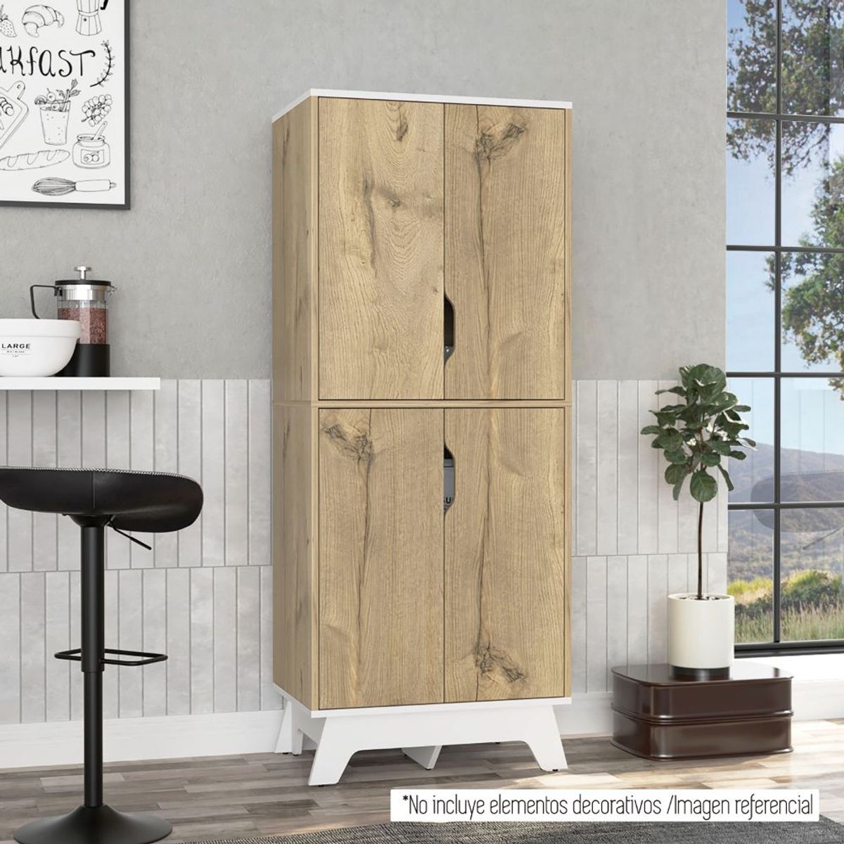 TUHOME - Mueble Alacena 4 Puertas Café Claro 150.5x60x40 cm