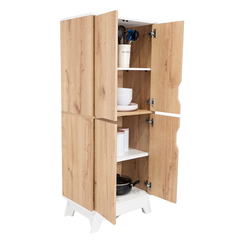 TUHOME - Despensa 4 Puertas Bi-Color Duna Y Blanco 150x60x40 Cm