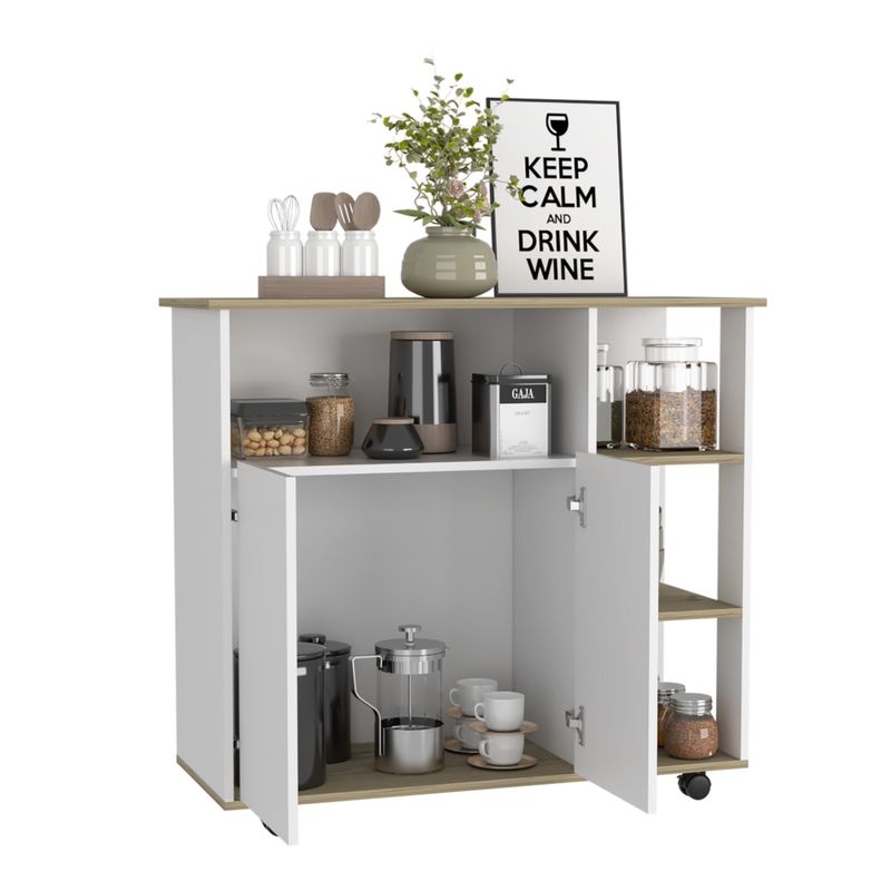 TUHOME - Mueble De Cocina Auxiliar 2 Puertas Blanco Y Duna 90x100x40 Cm