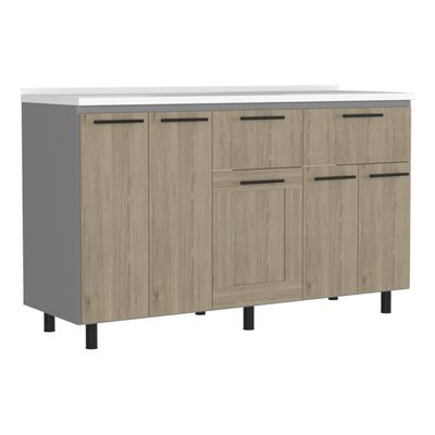 Imagen 2 del producto Mueble De Cocina Con Lavaplatos Derecho Hasselt Gris Y Rovere 150 Cm