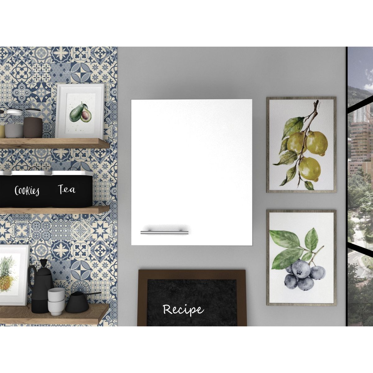 TUHOME - Mueble De Cocina Aereo 1 Puerta Manchester Blanco 60x50x33 Cm