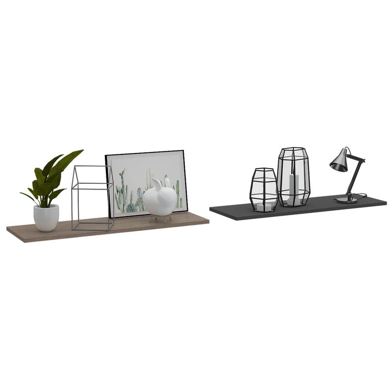 TUHOME - Set De 2 Repisas Vassel 160x25 Cm Miel Y Plomo