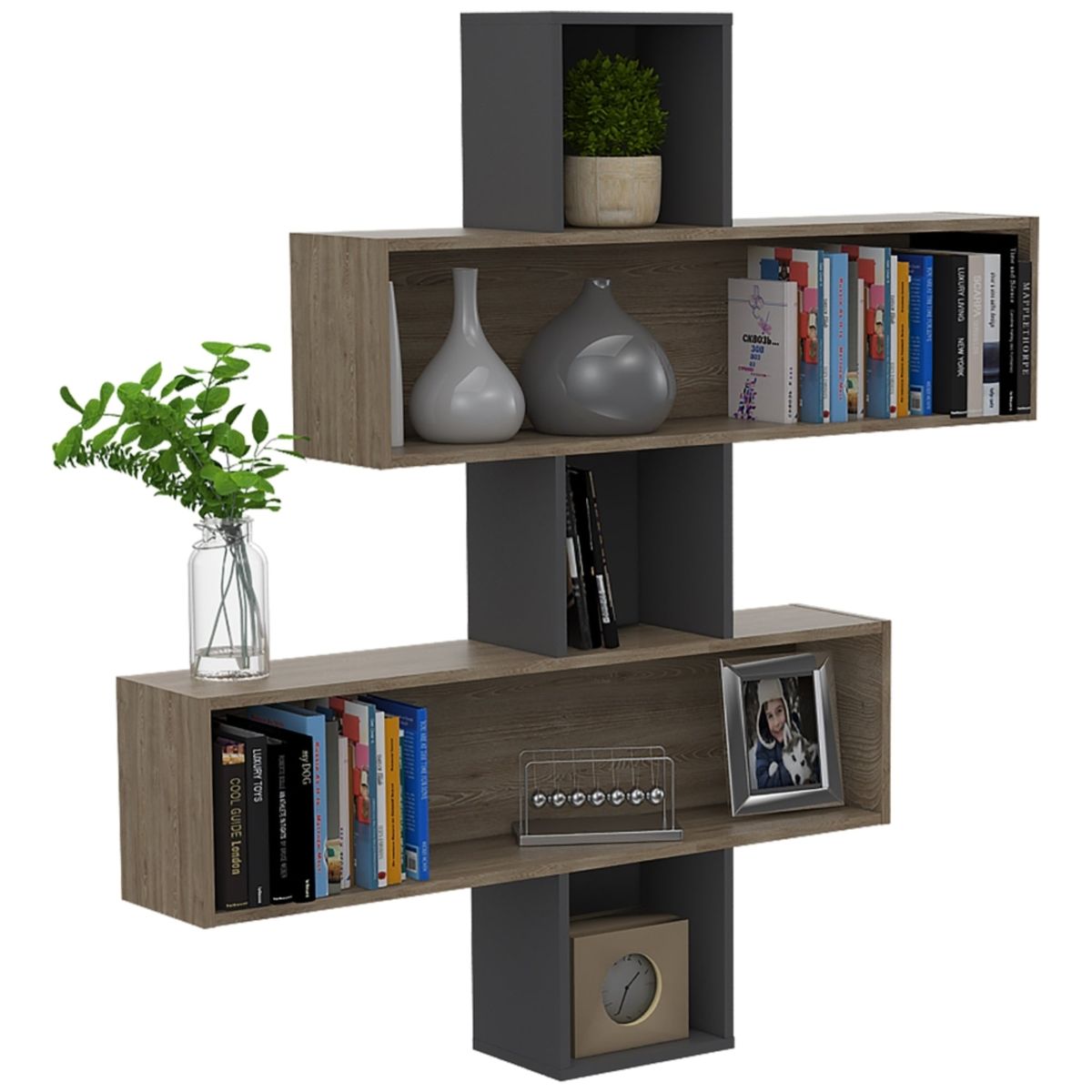 TUHOME - Repisa Wall 132x127x20 Cm Miel Y Plomo