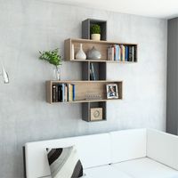 Repisa Wall 132x127x20 Cm Miel Y Plomo