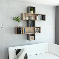 TUHOME - Repisa Wall 132x127x20 Cm Miel Y Plomo