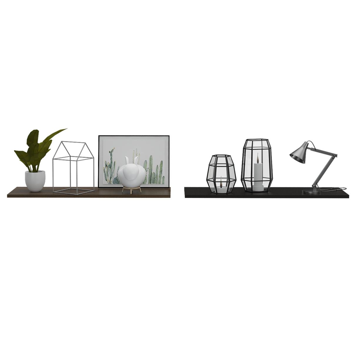 TUHOME - Set De 2 Repisas Vassel 160x25 Cm Caramelo Y Wengue