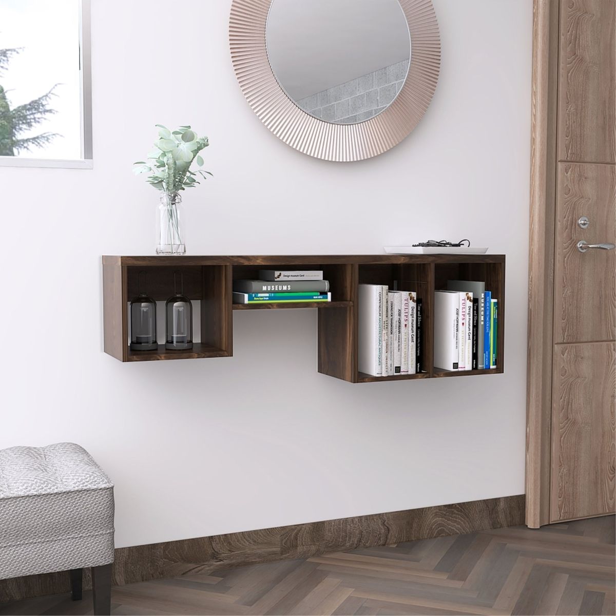 TUHOME - Repisa De Pared Wall Decorativa Café Oscuro 37x120 Cm