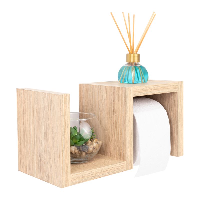 TUHOME - Repisa De Baño Mila Con Portapapel Incorporado 15x30x13 Cm