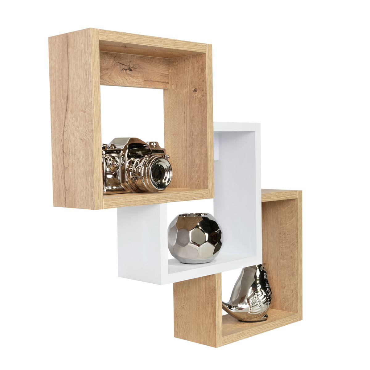 TUHOME - Repisa Cuadrada X3 Fm-031C - Café Claro / Blanco