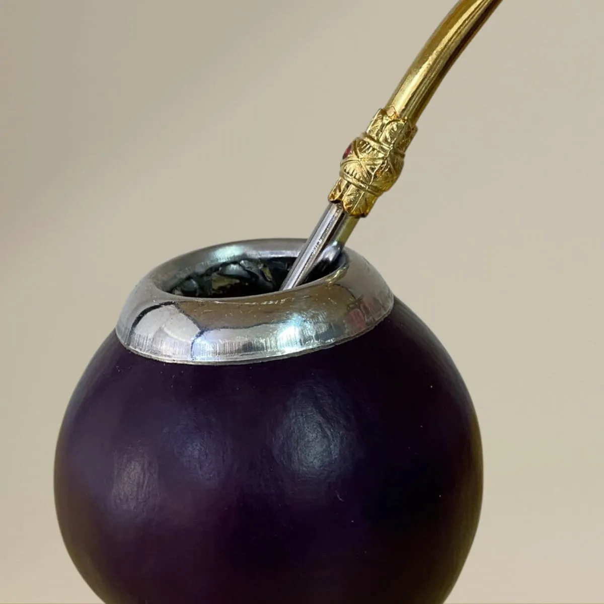 GENERICO - Mate Artesanal De Calabaza Con Virola De Aluminio + Bombilla