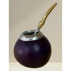 GENERICO - Mate Artesanal De Calabaza Con Virola De Aluminio + Bombilla
