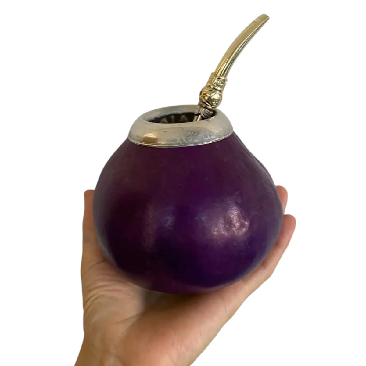 GENERICO - Mate Artesanal De Calabaza Con Virola De Aluminio + Bombilla