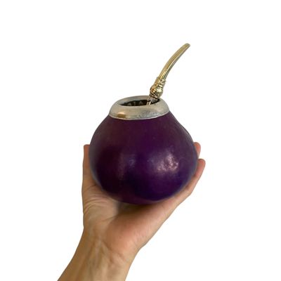 Imagen 2 del producto Mate Artesanal De Calabaza Con Virola De Aluminio + Bombilla