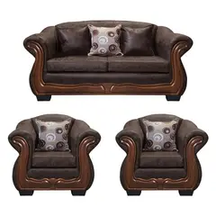 AMERICA DECORA - Living Con Resorte Estructural Búfalo 5 Cuerpos 3+1+1 PU Envejecido X