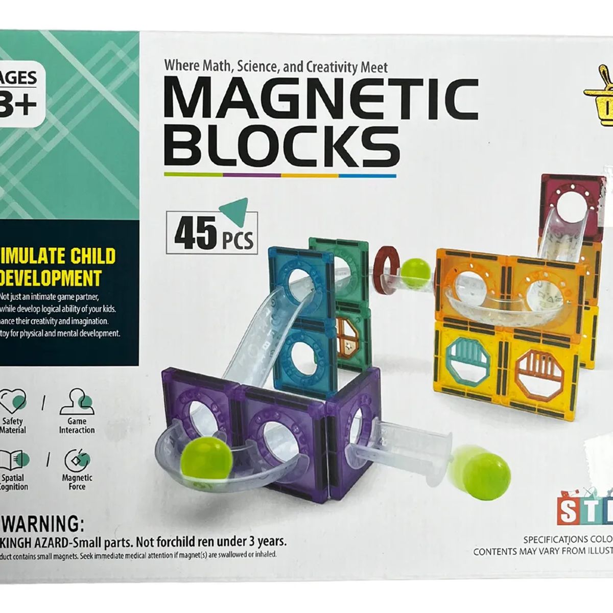 GENERICO - Bloques magneticos Tobogan  45 Piezas
