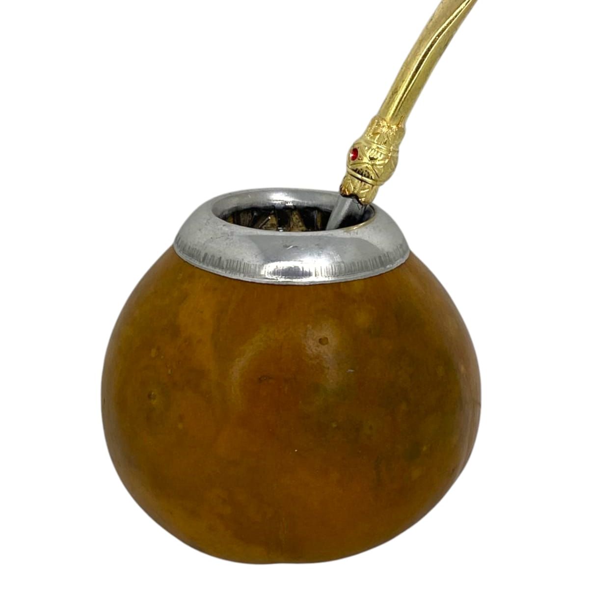 GENERICO - Mate Artesanal De Calabaza Con Virola De Aluminio + Bombilla