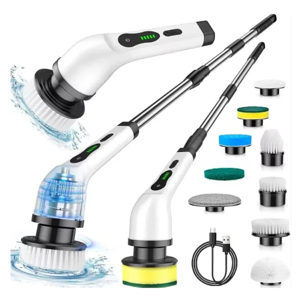 ANYHOGAR - Cepillo De Limpieza De Vidrio Recargable 9 En 1