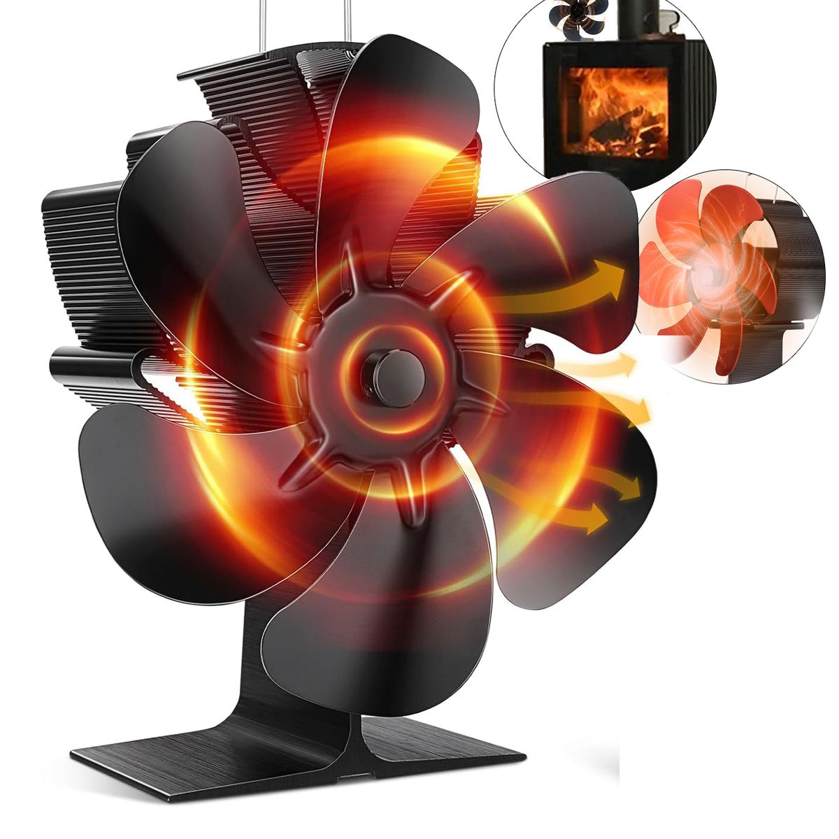 GENERICO - Estufa De Leña Ventilador De Chimenea De 6 Aspas