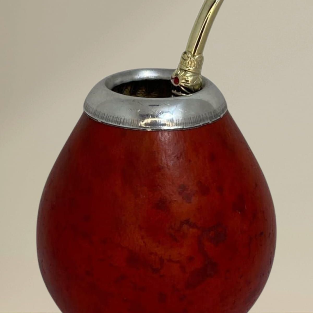 GENERICO - Mate Artesanal De Calabaza Con Virola De Aluminio + Bombilla