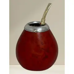 GENERICO - Mate Artesanal De Calabaza Con Virola De Aluminio + Bombilla
