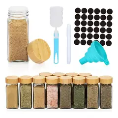 KUANGYE - 12 Frascos De Vidrio Especieros Tapa Almacenamiento 120ml