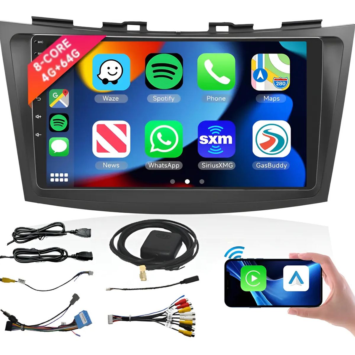 KUANGYE - Radio 9 Qled Android Carplay 4gb/64g+bisel Para Suzuki Swift