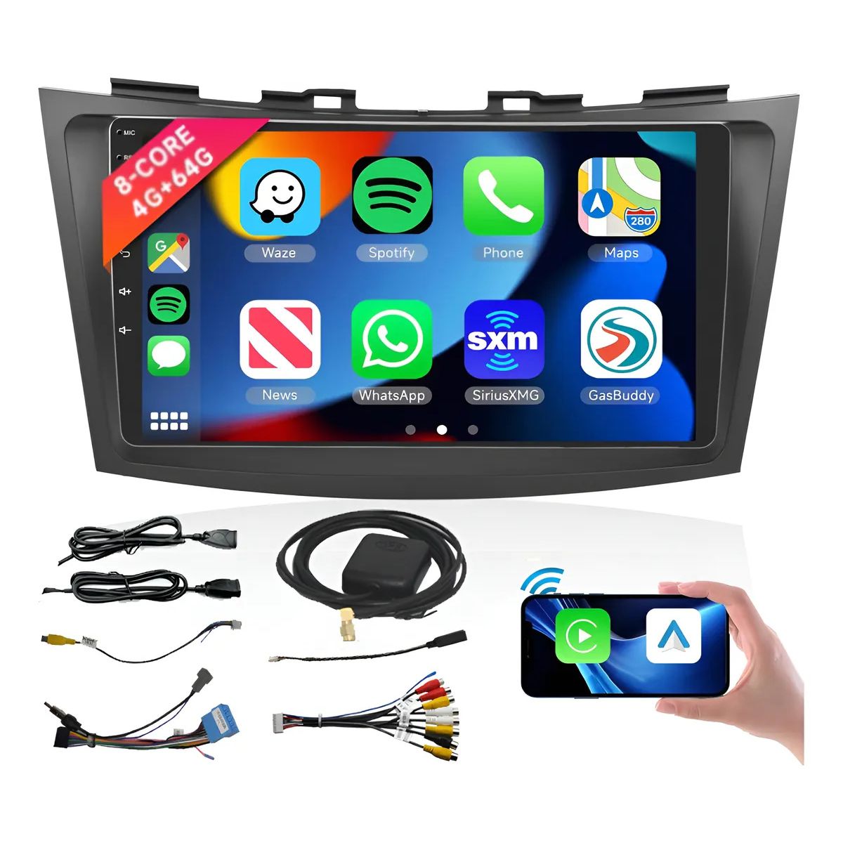 KUANGYE - Radio 9 Qled Android Carplay 4gb/64g+bisel Para Suzuki Swift