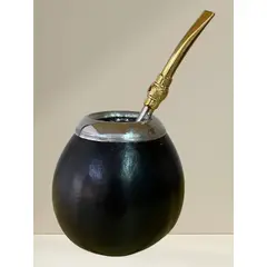 GENERICO - Mate Artesanal De Calabaza Con Virola De Aluminio + Bombilla